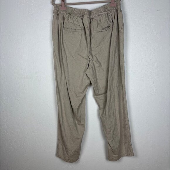 Lane Bryant 16 Womens Beige Linen Blend Pants Wide Leg Beachy Lagenlook - Picture 2 of 3